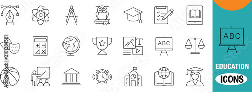 Fotografía Education school subject vector icons