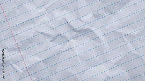 Bild auf Leinwand Blank crumpled lined notebook paper texture background