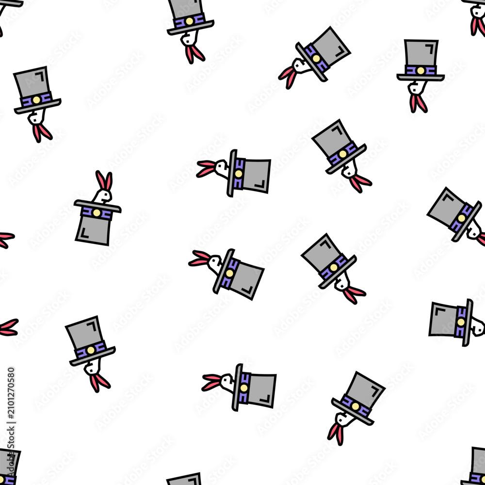Fototapeta premium rabbit in hat vector seamless pattern rabbit in hat sign illustration