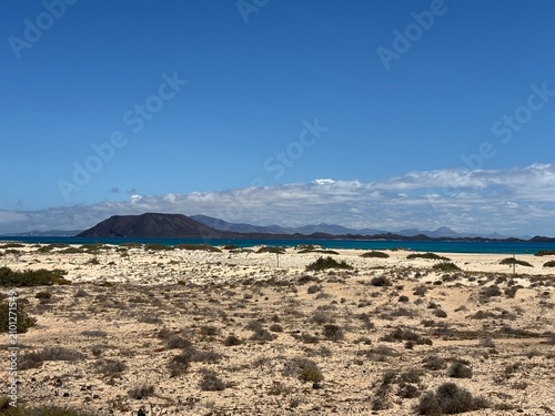 A view of Isla de Lobos in front of Fuerteventura, Canary Islands, Fuerteventura