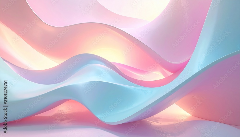 Fototapeta premium Abstract Pastel Waves - A Serene and Dreamy Background.