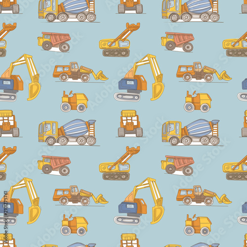 
Hand drawn construction machines and excavators set. Black and white graphic line art vehicle sketch collection. Industrial machinery illustration isolated on white background