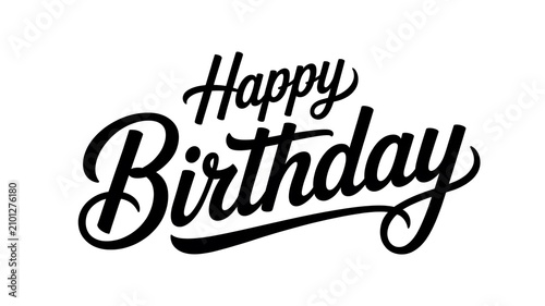 Elegant cursive happy birthday text design with transparent background