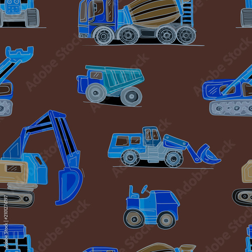 
Hand drawn construction machines and excavators set. Black and white graphic line art vehicle sketch collection. Industrial machinery illustration isolated on white background
