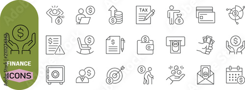 Cuadro en lienzo Financial banking money management icons