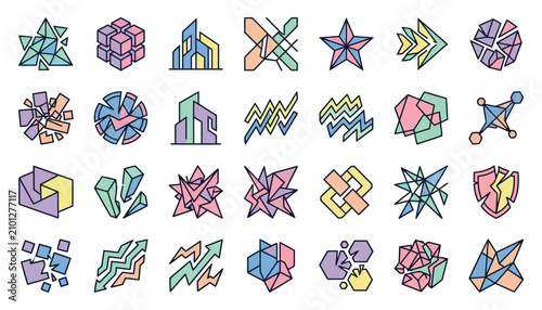 Quadro su tela Colorful Geometric Shapes Collection.