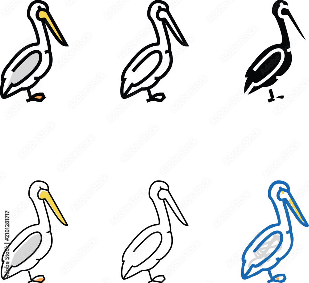 Obraz premium pelican bird color icon vector. designs pelican bird sign. isolated symbol