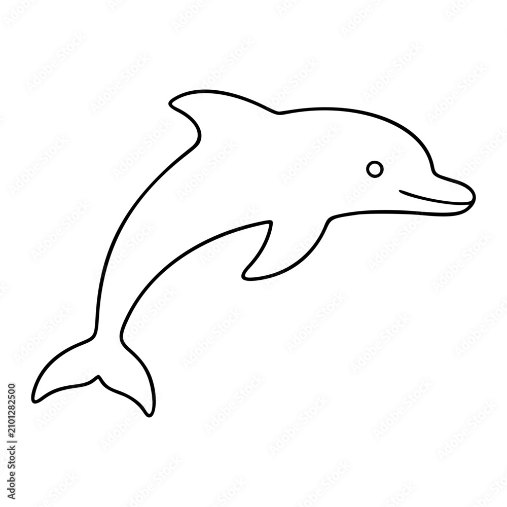 Fototapeta premium Minimalist Vector Icon Of Dolphin In Clean Line Art Style. Simple Hand Drawn Outline Illustration Of Swimming Marine Animal For Ocean And Sea Design Projects. Scalable Graphic Element Perfect For