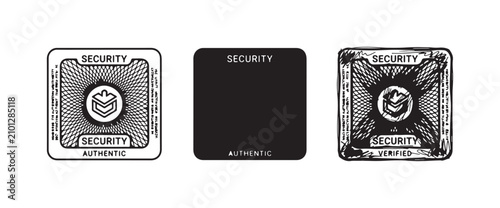 Security Hologram Sticker Icons Set: Outline, Solid, and Hand-Drawn Styles for Authenticity and Verified Products