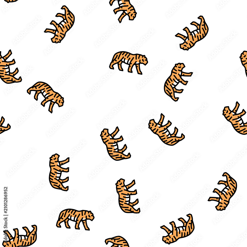 Fototapeta premium tiger animal in zoo vector seamless pattern tiger animal in zoo sign illustration