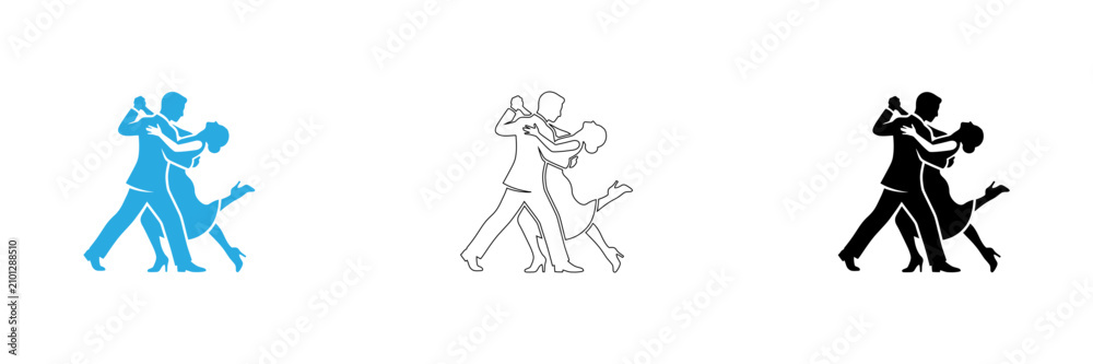 Fototapeta premium Ballroom dancers performing in different styles isolated on transparent background, Vector