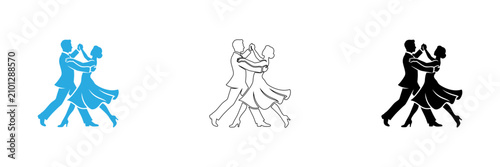 Bild auf Leinwand Couple dancing in ballroom style isolated on transparent background, Vector