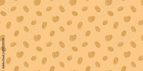 Seamless pattern with pecan nuts illustration. pecan nuts pattern background.