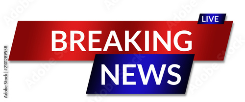 Red and Blue Live Breaking News Banner with Modern Broadcast Lower Third Overlay Template,  Modern Red Blue News Alert Lower Third Banner Template on Transparent Background