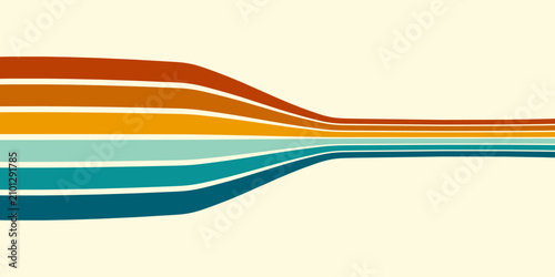 Abstract background of rainbow groovy Wavy Line design in 1970s Hippie Retro style. Vector pattern ready to use for cloth, textile, wrap and other.