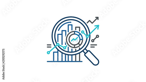 Business Data Analysis and Market Research Magnifying Glass Icon