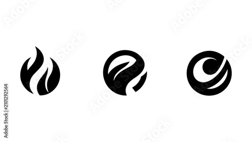 Three circular recycling symbols with arrows. Eco-friendly sustainability icons for green design and environmental campaigns.
