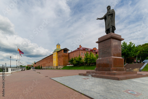 A monument to Prince Vladimir on Dnieper River embankment in Smolensk, Russia