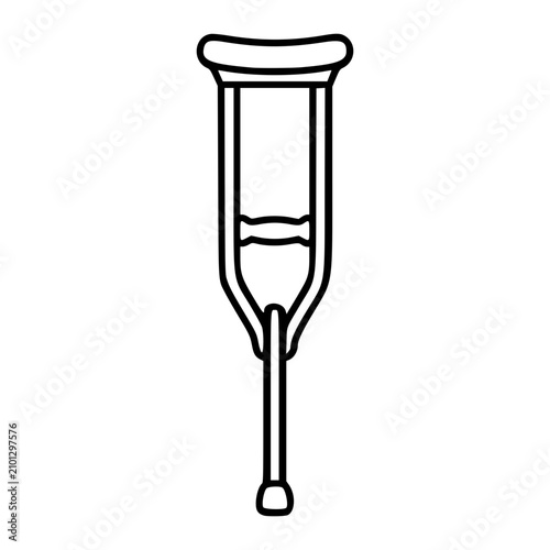Картината върху платно Minimalist line art vector icon of a medical crutch for healthcare, featuring clean outline design suitable for medical websites, mobile apps, and educational materials about mobility aids