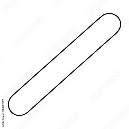 Clean vector illustration of tongue depressor medical instrument in minimalist outline style. Hand-drawn line icon of wooden tongue blade for healthcare clinic and doctor office design projects.