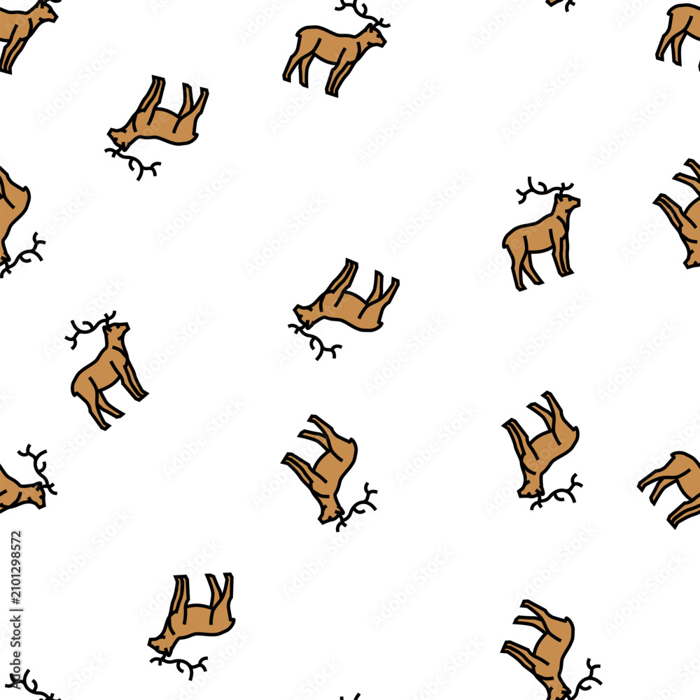 Fototapeta premium deer animal in zoo vector seamless pattern deer animal in zoo sign illustration