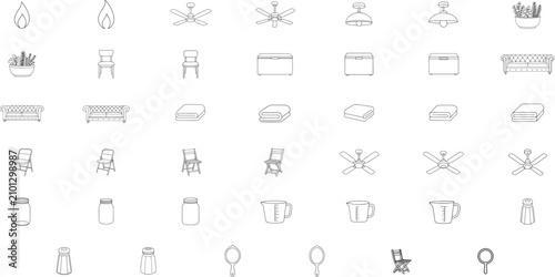 Quadro su tela 41 Hand-Traced Minimalist Line Art Vector Icon Collection Bundle: Home Furnishin