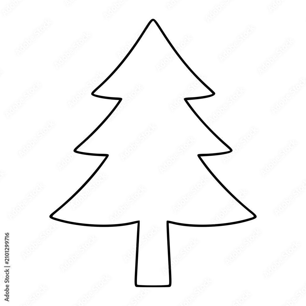 Fototapeta premium Minimalist Hand-Drawn Vector Icon of Small Evergreen Pine Tree, Clean Continuous Line Art Outline, Scalable Illustration for Winter Christmas Holiday Design Projects Nature Botanical Garden Themes