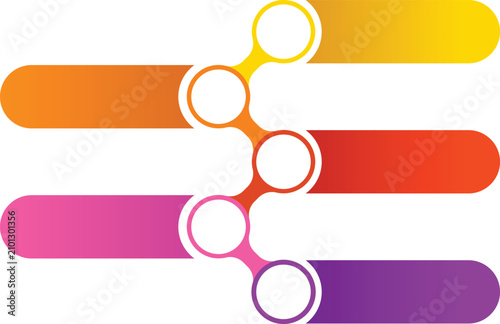 Hexagonal Connected Horizontal Pods Infographic Template 6 Steps