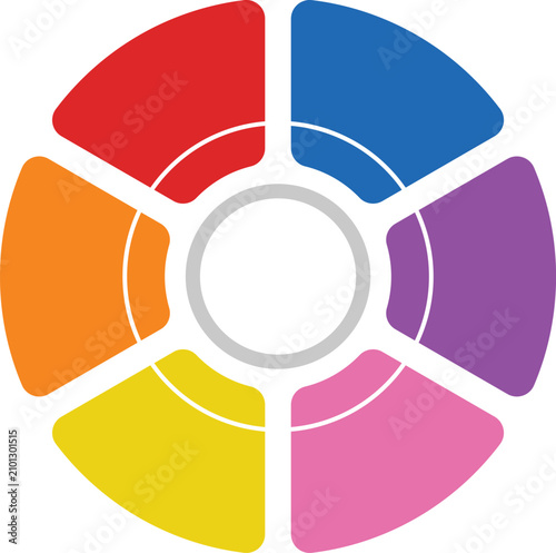 Segmented Circular Wheel Diagram Infographic Template 6 Steps