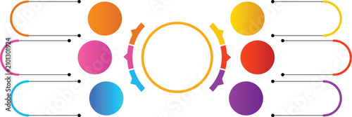 Central Ring Linked Circle Inward Flow Infographic Template 6 Steps