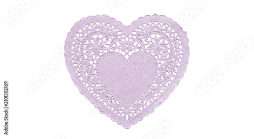 Obraz na płótnie Delicate lavender heart-shaped doily with intricate lace-like patterns