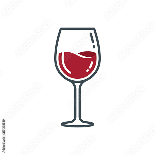 Valokuva Red wine glass with liquid.