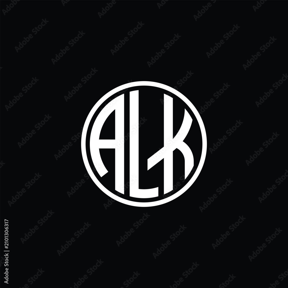Fototapeta premium Alk black letter monogram circle logo design emblem with identity