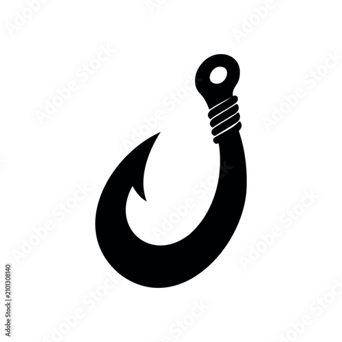 Simple Polynesian Fishhook silhouette icon vector illustration on white background.