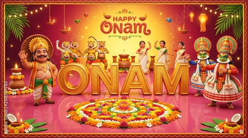 south Indian Kerala festival happy onam greetings background. editable vector illustration design
