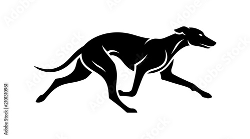 Schilderij op canvas Black running greyhound silhouette.