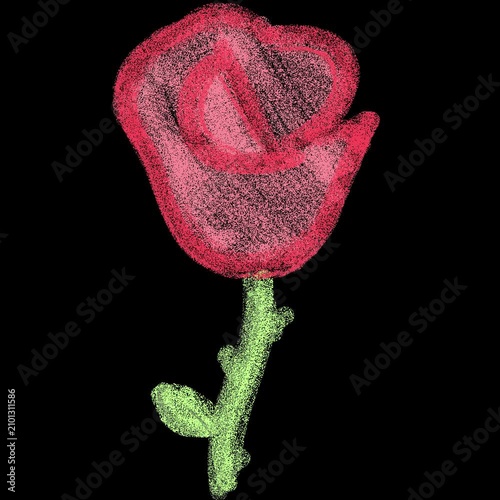 Hand-drawn watercolor rose flower doodle animation, red rose blooming on transparent background, looping video sticker overlay