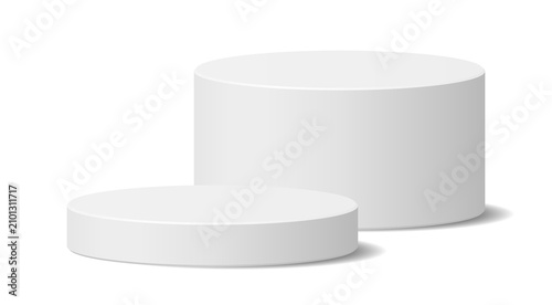Empty white podium pedestal stand product display cylinder platform 3D isolated png background