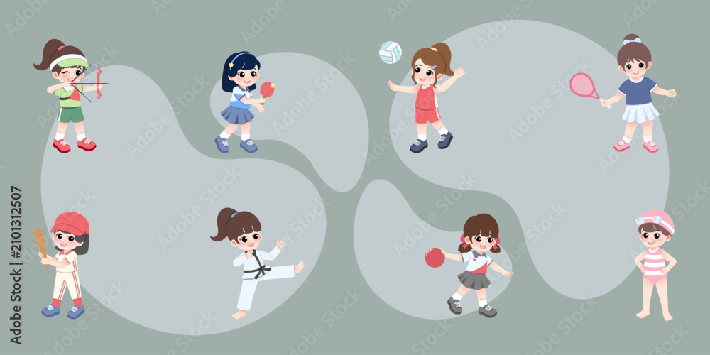 Obraz premium collection of Children play sports 