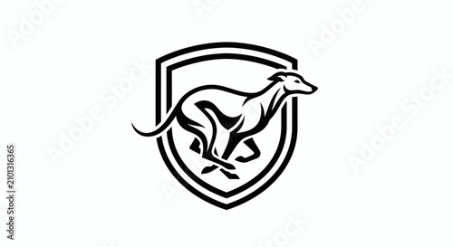 Obraz na płótnie Greyhound jumping inside a shield emblem.
