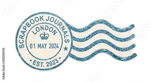 Cuadro en lienzo Blue glitter postmark for Scrapbook Journals London est. 2023