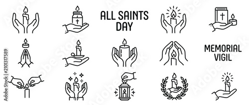 Canvastavla Candle Vigil Icons Set: Memorial, All Saints Day, Prayer, Hope, Remembrance