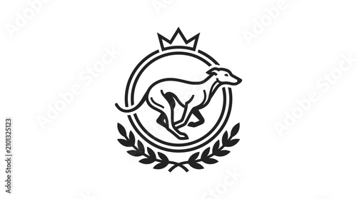 Konstfotografi Minimal greyhound circle logo with crown and wreath.
