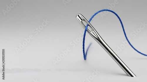 Purple thread and needle for sewing