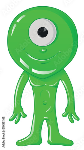 Cute alien character cartoon style illustration design. vector