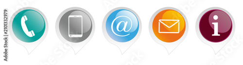 Speech Bubbles Glossy Contact Buttons Header Transparent