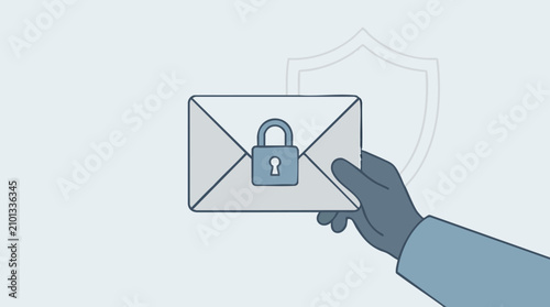 Εκτύπωση καμβά Digital communication security concept with locked email and shield