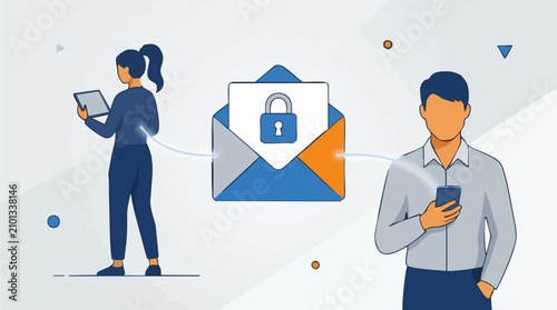 Obraz na płótnie Digital Privacy and Secure Communication via Encrypted Messages Illustration