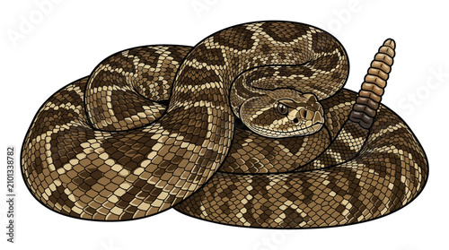 Bild auf Leinwand A coiled rattlesnake with its distinctive pattern.