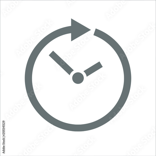 Photos Clock icon with circular arrow indicating time passing, cycle, and recurrence, m